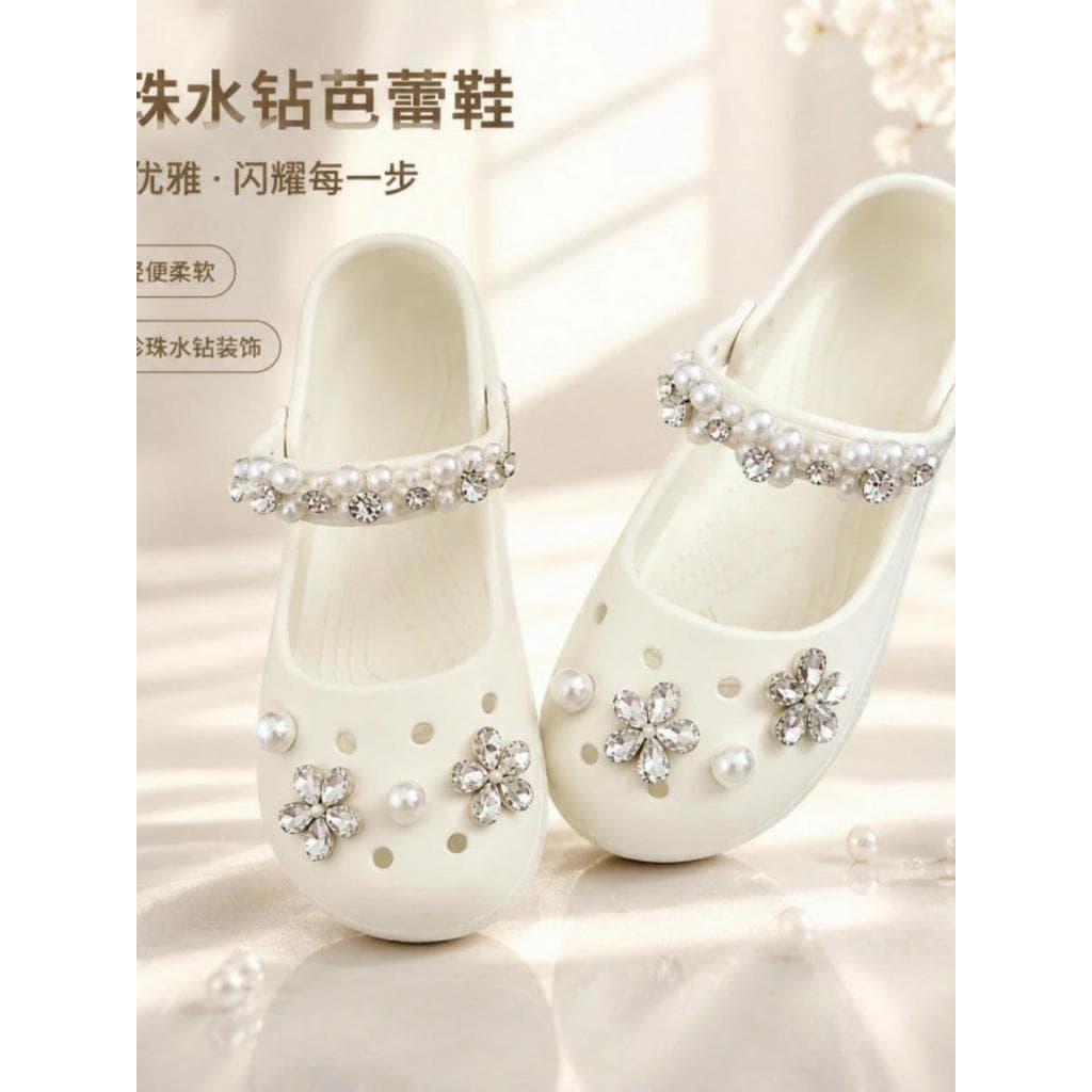 Pérola Mary Jane sapatos de balé sandálias femininas buraco sapatos femininos ao ar livre usar Flip-Flops sapatos de pra