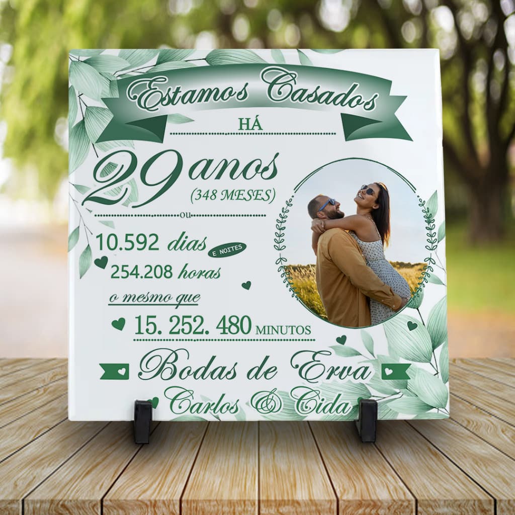 Azulejo Personalizado- Bodas de Erva-29 Anos Casados