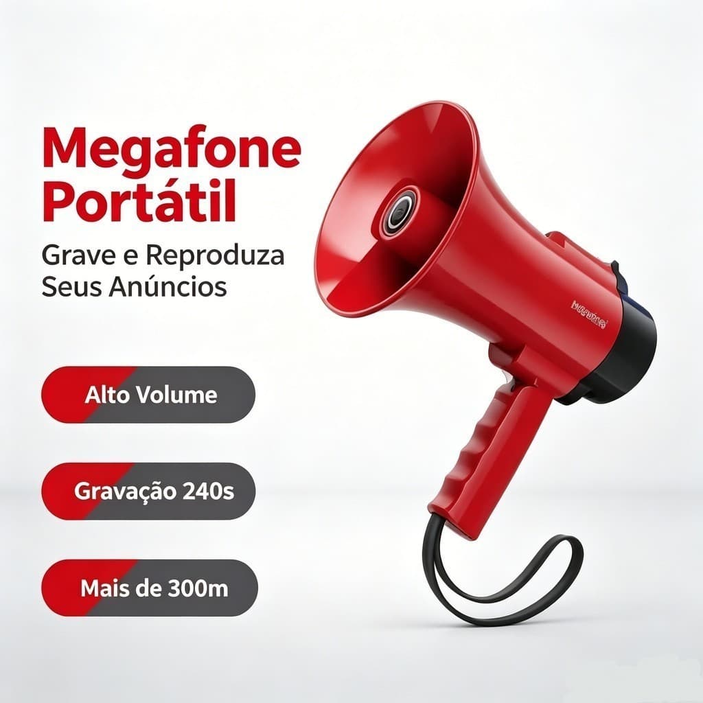 Megafone Portátil Recarregável Com Sirene Musical E Gravador LE-991
