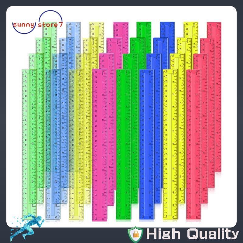 [Best S] Réguas De Plástico De 12 Polegadas , 32 Peças De Métricas Transparentes Em Massa De Cores Sortidas Com Centímet