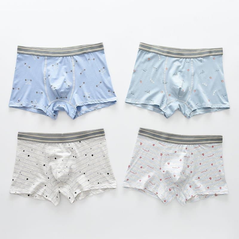 Adolescentes grandes crianças roupa interior de algodão quatro pacotes meninos impresso Boxer estudantes do ensino médio