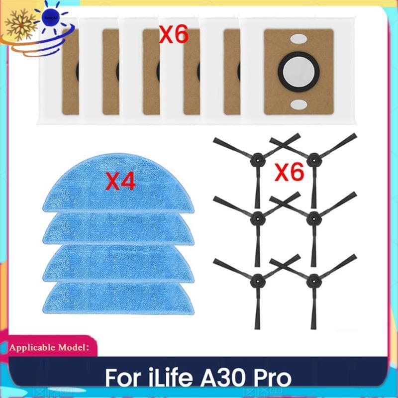 [Le's Shop] Componentes Do Kit De Substituição Para Aspirador Robô A30 Pro-Escovas Laterais , Panos De Esfregão De Micro