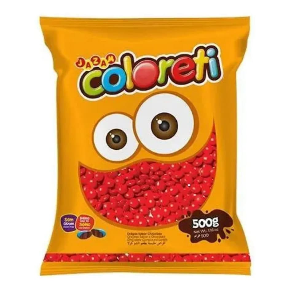 Confeito de Chocolate Coloreti Jazam 500g Cobertura Colorida para Brigadeiros, Bolos e Festas