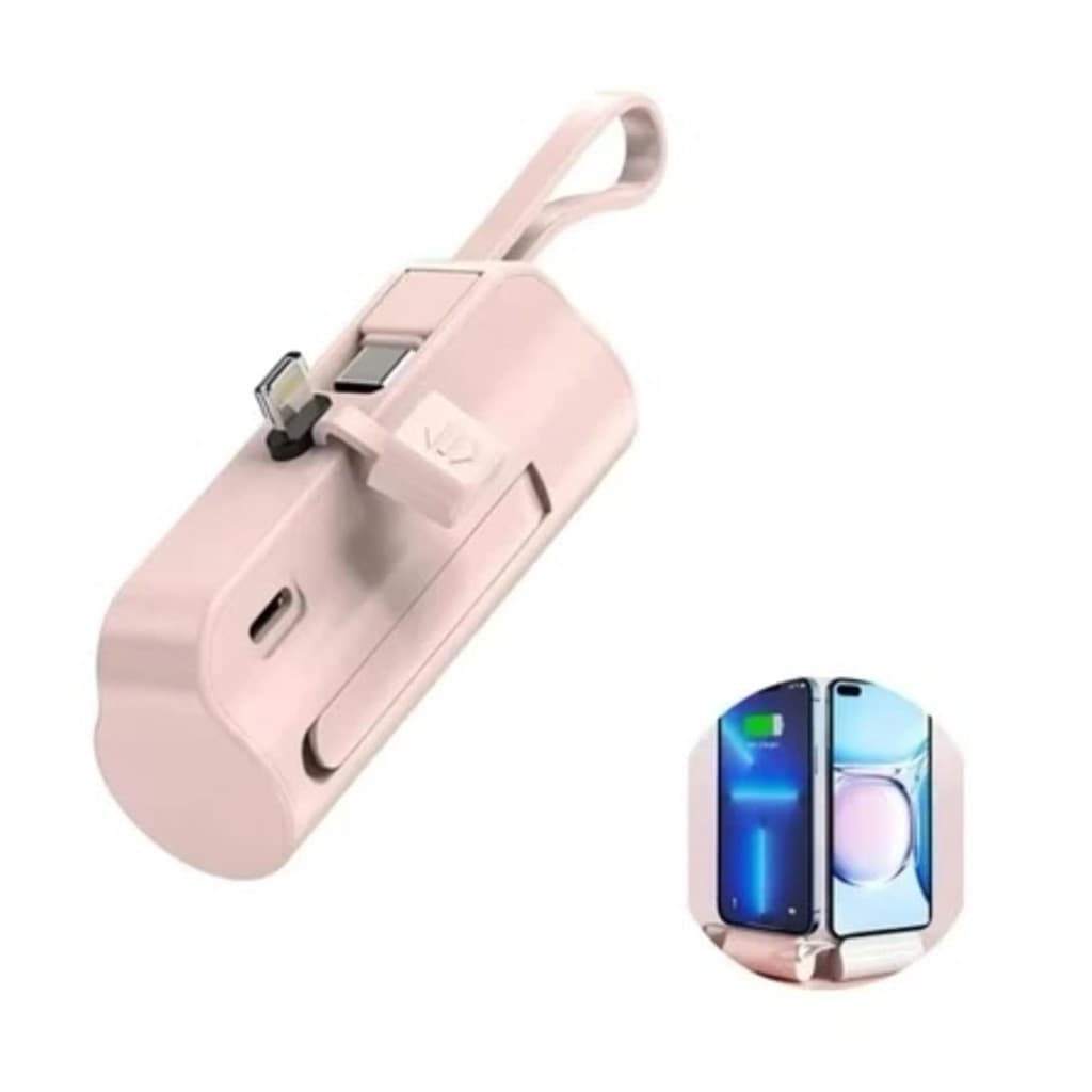 Carregador Portátil Mini Power Bank 10000mAh Com 02 Saídas Tipo-C / Lightning