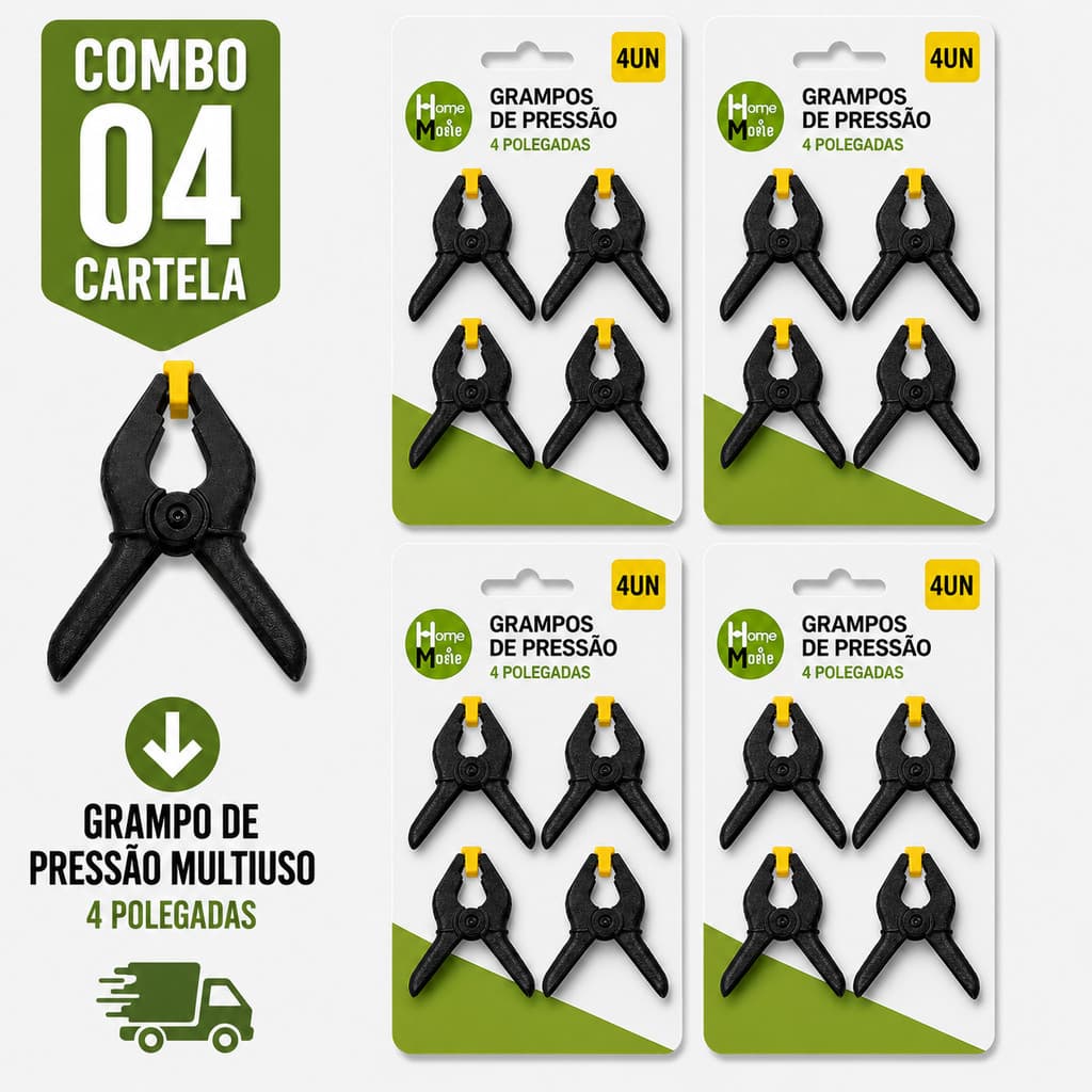 Combo Grampo de Pressão 4 Polegadas 38,5x9cm Reforçado Garra Fixação Marceneiro Artesanato Multiuso