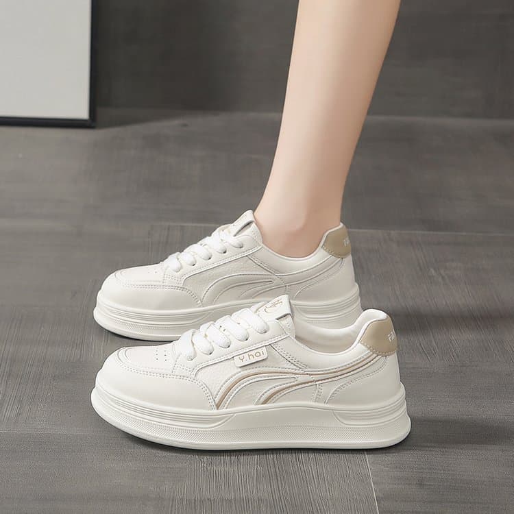 Tênis femininos com plataforma de sola grossa, sapatos de treinamento com cadarço de sola grossa, sapatos casuais de sol