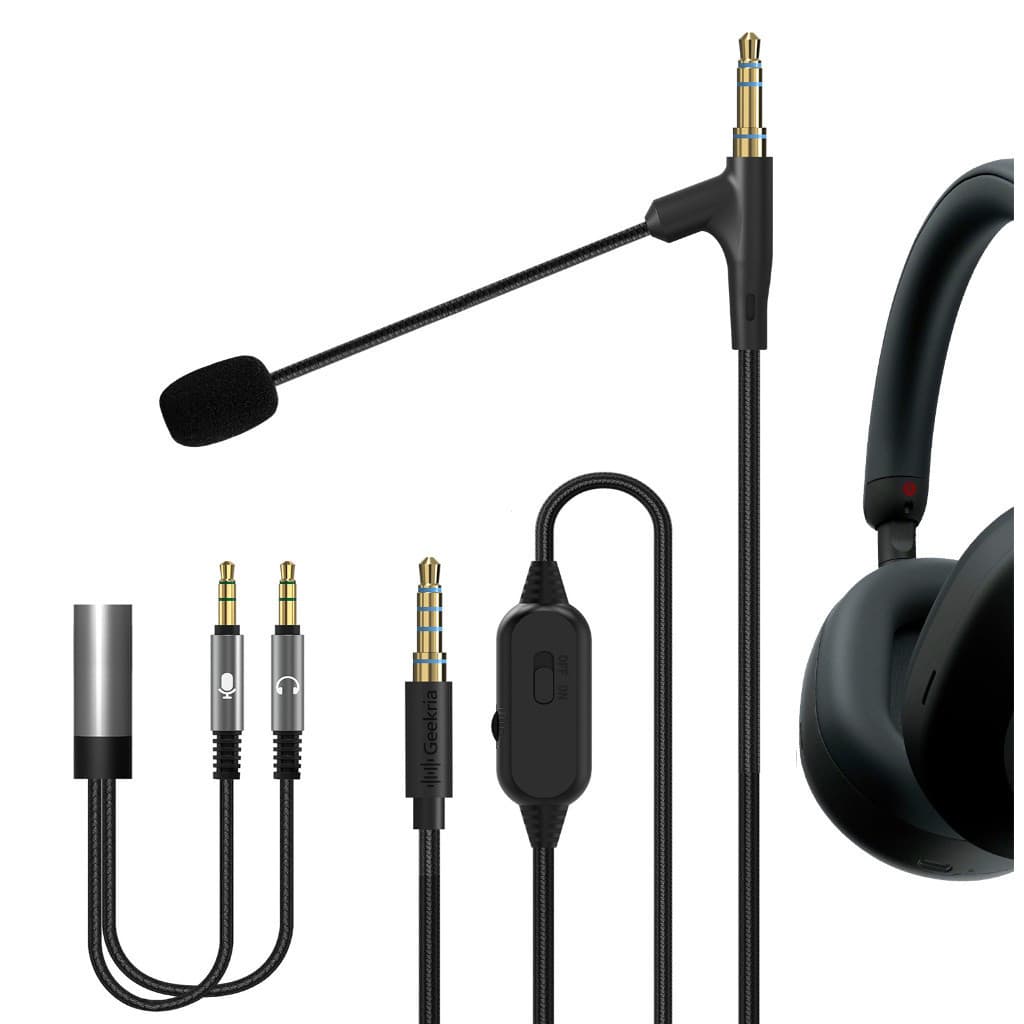 Cabo De Áudio Geekria Com Microfone Boom Para Fones De Ouvido Sony WH-1000XM6/WH1000XM5/WH1000XM4/ULT900N , AUX De 3.5 M