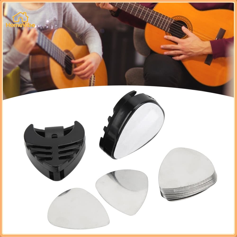 HomeVibe Conjunto de palhetas de guitarra HomeVibe, palhetas de metal para guitarras elétricas e baixo com caixas de