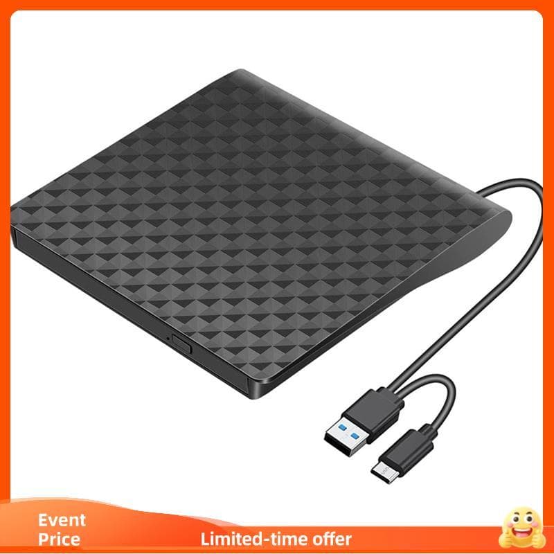 Leitor De CD DVD Externo USB 3.0 Type C Player Unidade Óptica R Portátil De Gravador De Para Laptop Desktop