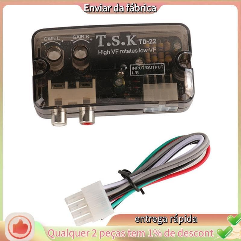 Conversor De Áudio Para Carro Automático 12V Estéreo Linha De Frequência Ajustável Alta A Baixa Universal