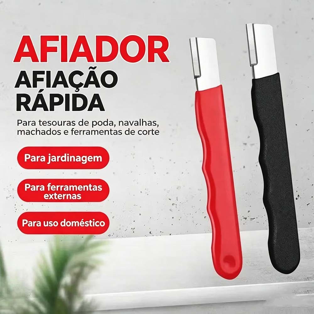 Kit 1/2 Afiador Profissional – Aço Tungstênio + Pedra Diamantada para Facas e Tesouras