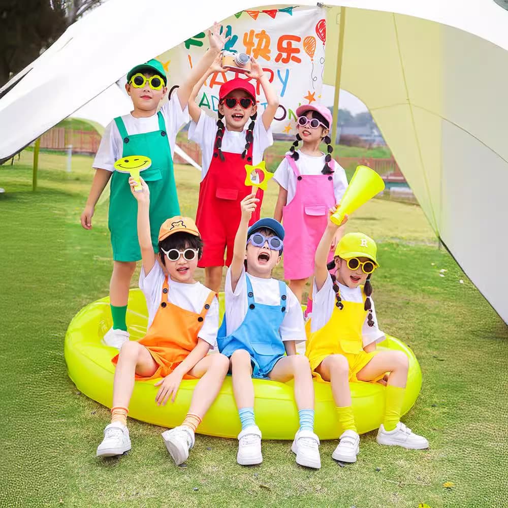 Dia das crianças babador Shorts doce cor terno verão estudantes do ensino fundamental jardim de infância coro dança traj