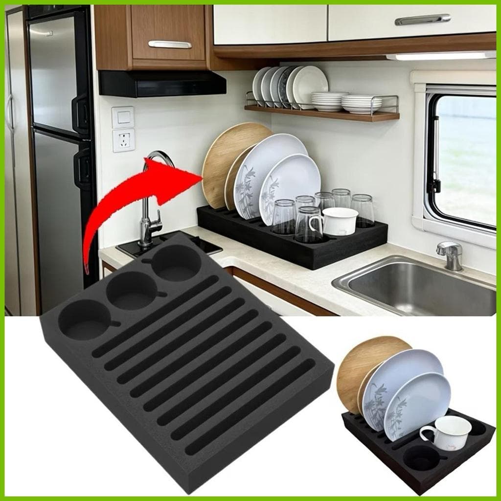 Rack De Prato Para RV , 11 Espaços , Economizador De Espaço , Bandeja De Copo De Vidro , Suporte De Jantar Viagem Curta