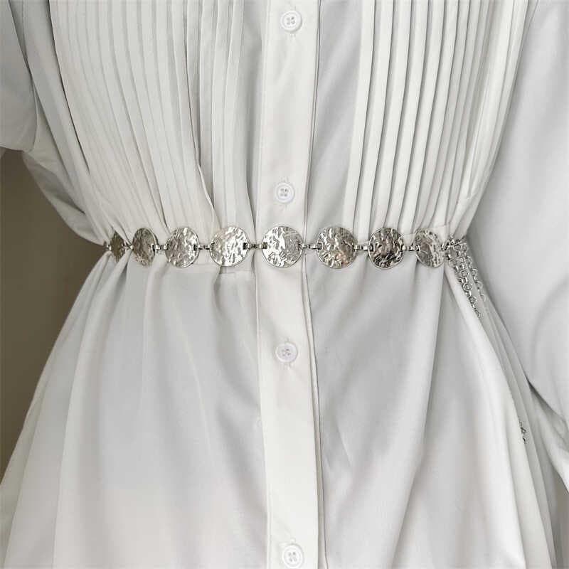 High-End corrente de cintura feminina fina decorativa combinando saia moda cintura cinto de corrente de Metal All-Match