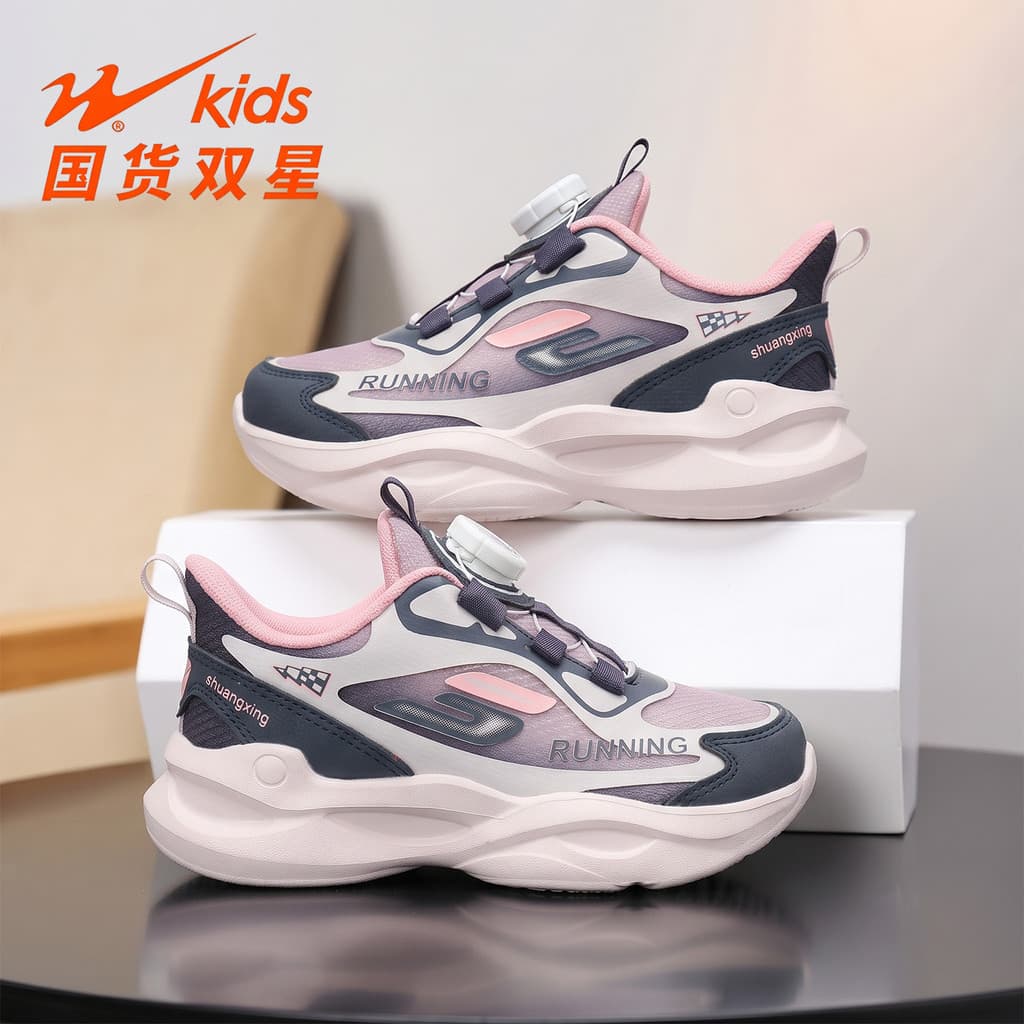 Dupla estrela meninas sapatos esportivos 2026 primavera outono novo estilo sapatos infantis médio grande malha respiráve