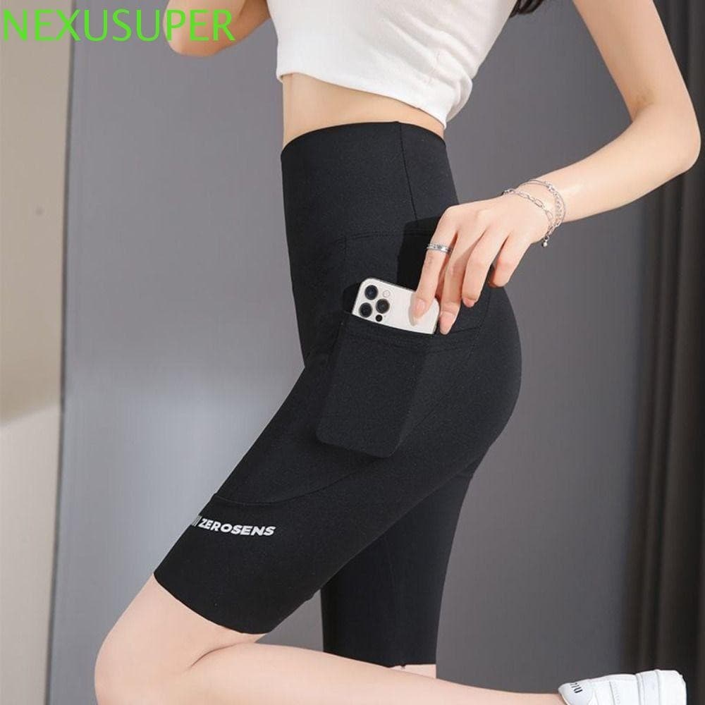 Calça Capri Feminina NEXUSUPER Yoga , Leggings Femininas Elásticas Respiráveis Com Bolso , Emagrecimento