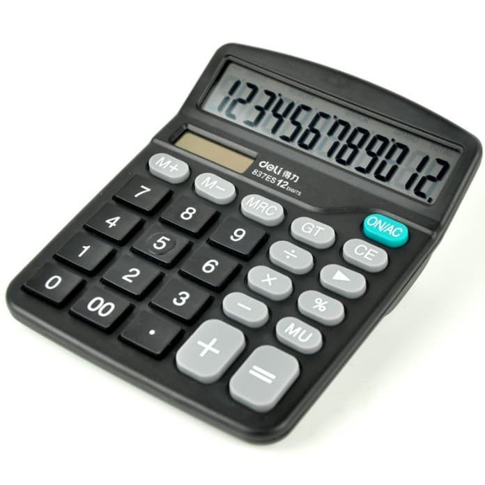 Deli 837 Calculadora Contabilidade Financeira Material de Escritório Cálculo Estudantil Fonte de Alimentação Dupla Solar