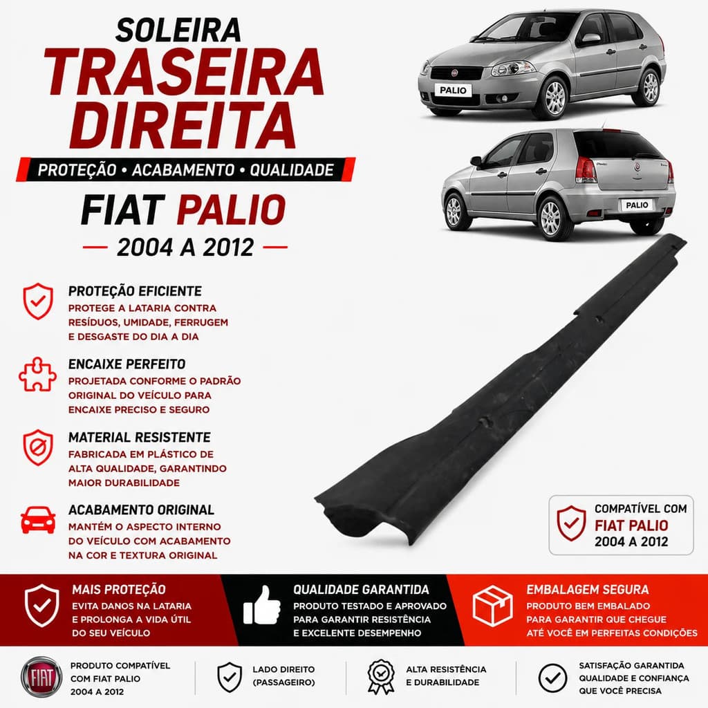 Soleira Traseira Direita Fiat Palio Siena 2004 2012