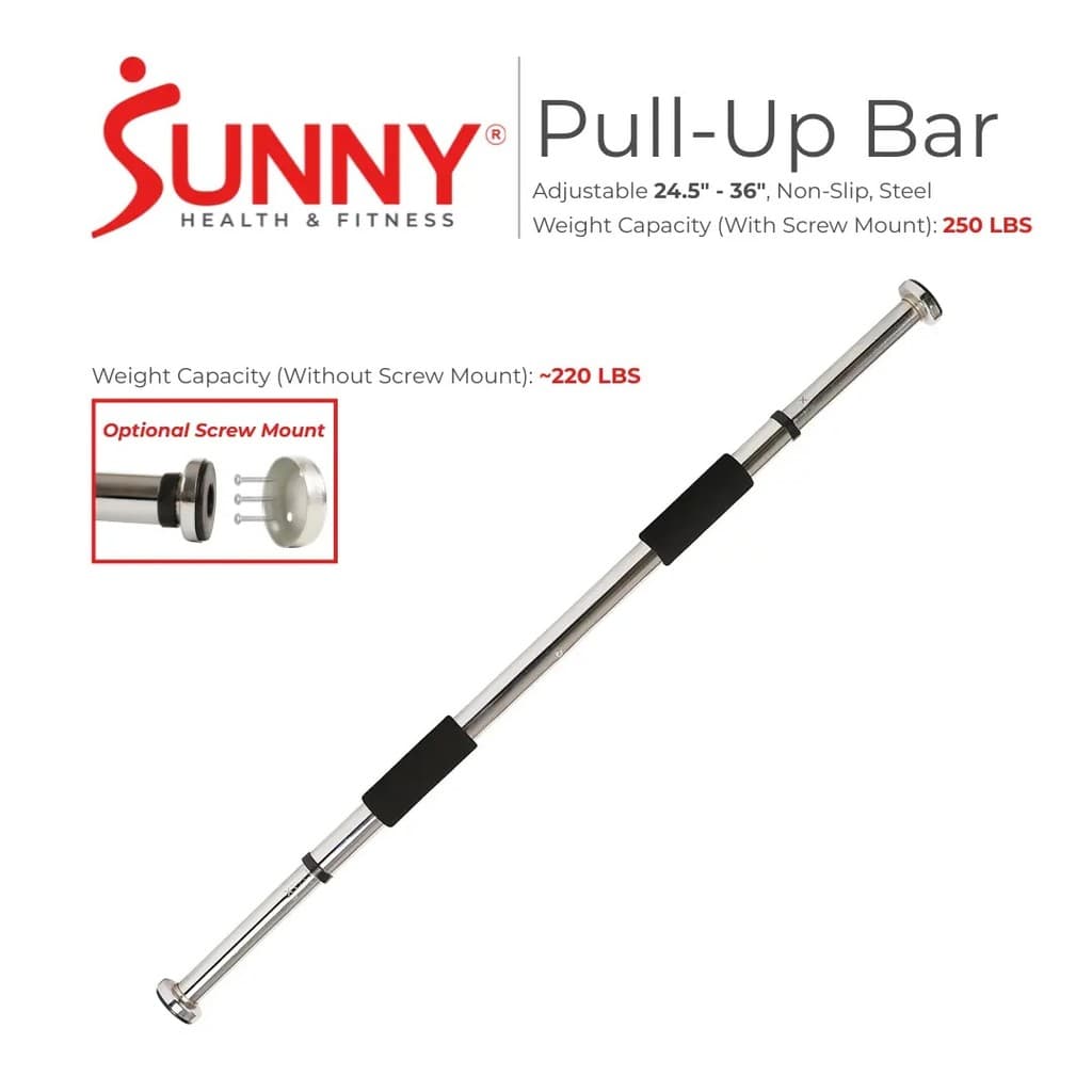 Barra de Exercícios SUNNY para Porta, Barra de Elevação Ajustável de 24,5" a 36", Equipamento de Exercício Muscular de A