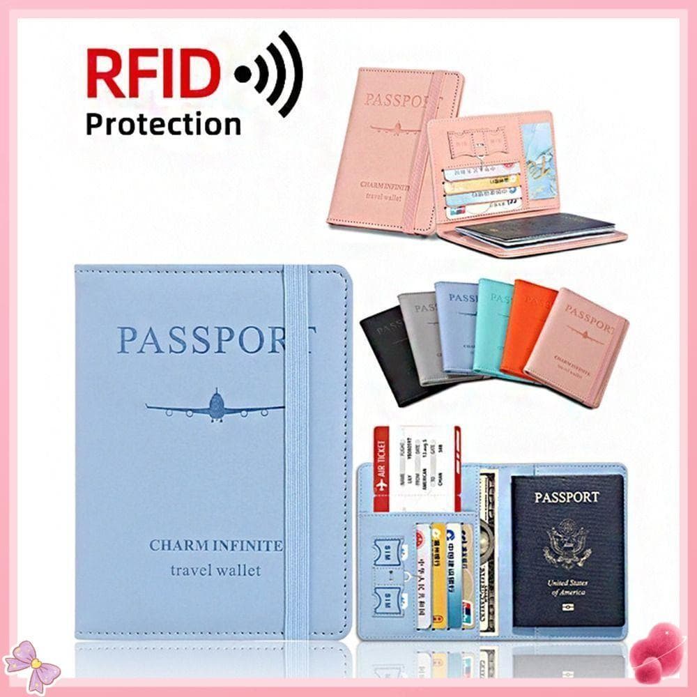 Capa Para Passaporte RFID , Porta-Cartões De Couro Portátil , Clipe Antirroubo De Viagem De Grande Capacidade