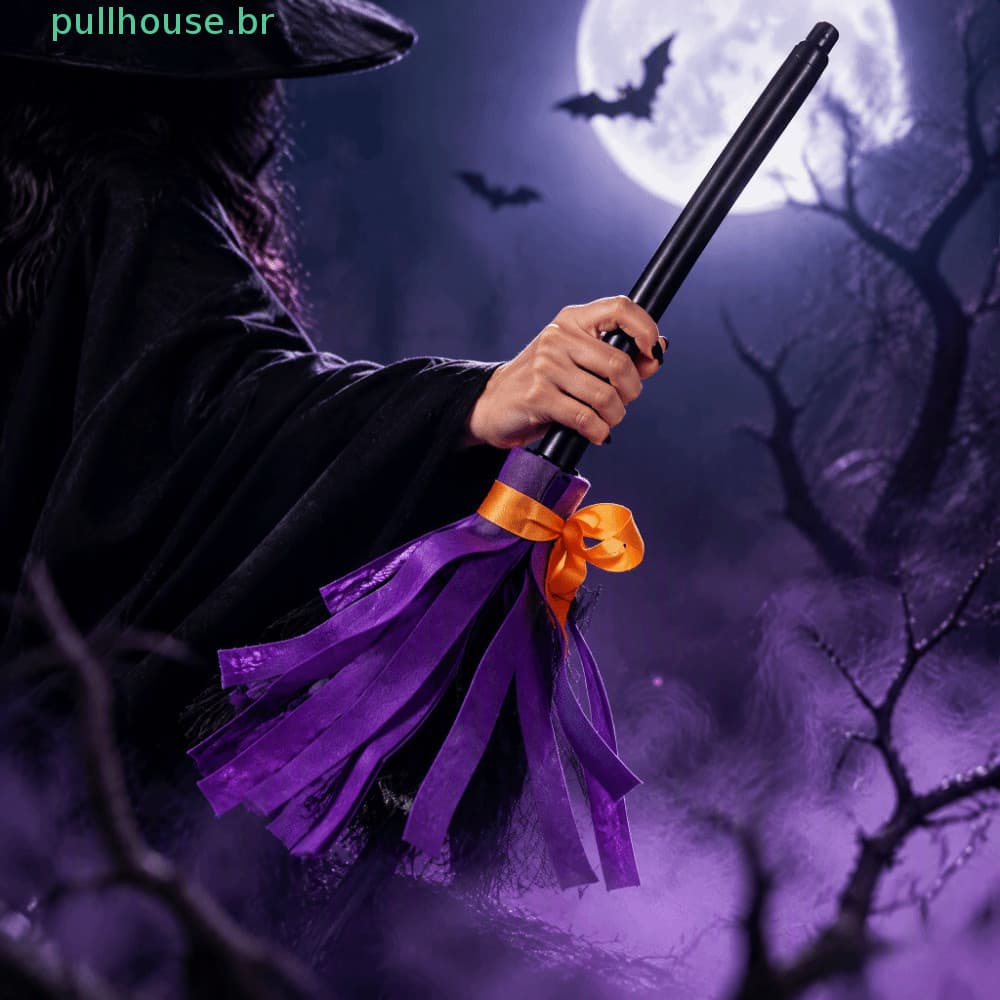 Vassoura De Bruxa De Halloween PULLHOUSE , Flutuante Giratória Elétrica Ativada Por Som , Sons Assustadores