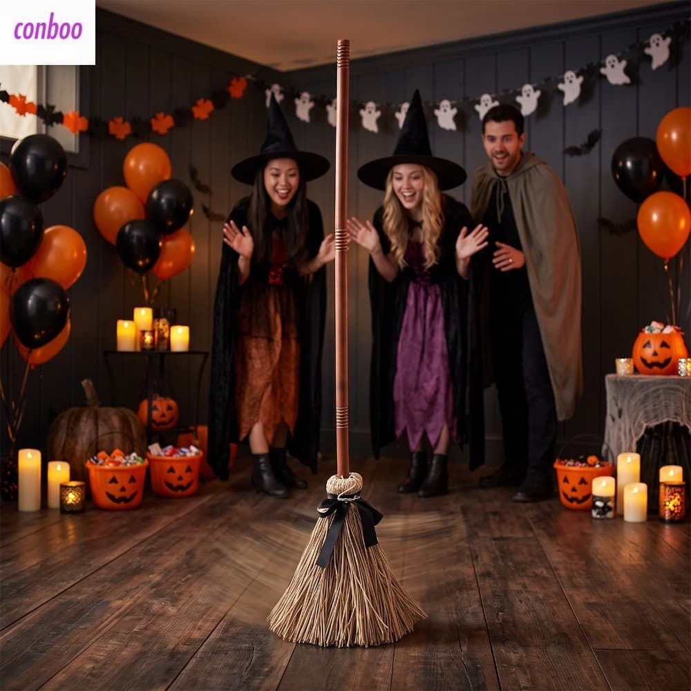 Vassoura De Bruxa Elétrica Com Movimento Automático , Adereço De Halloween , Fantasia Musical , Brinquedo De Decoração D
