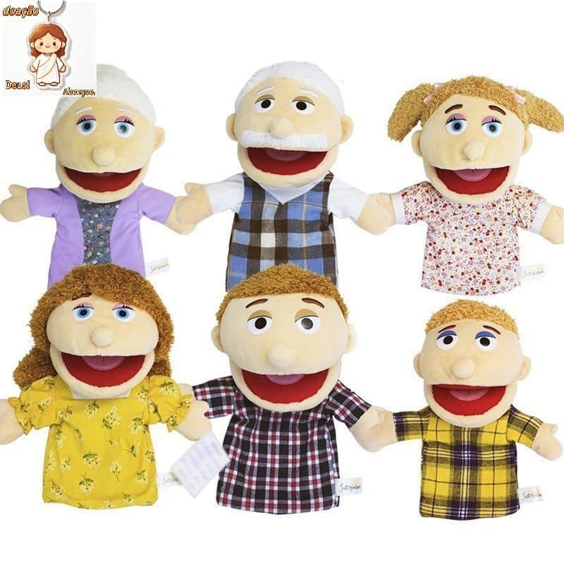 Fantoche de Mão Fofo para Crianças, Brinquedo de Pelúcia para Bebês, Membro da Família