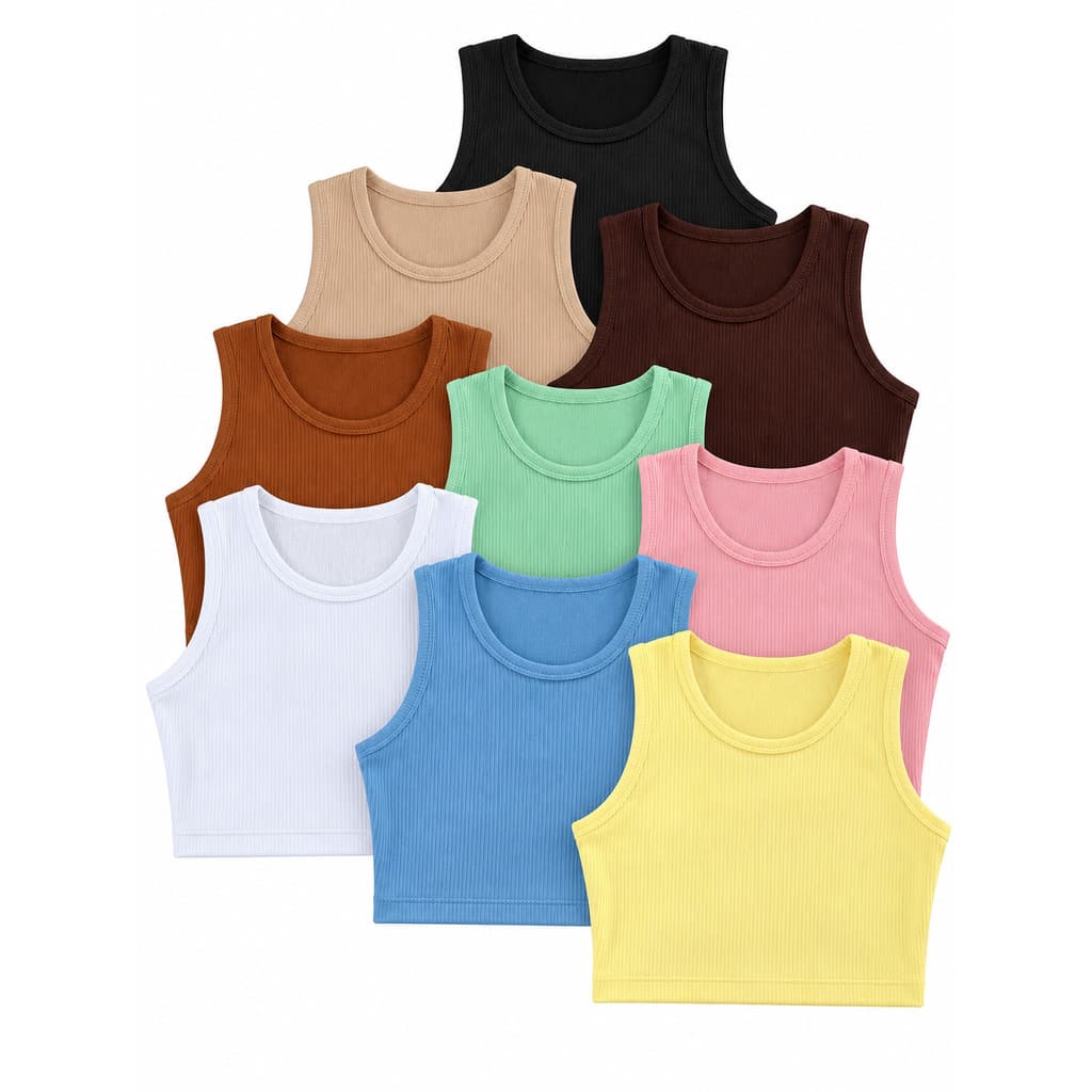 Cropped Regata Feminina Básica Ribana Canelado Confortável