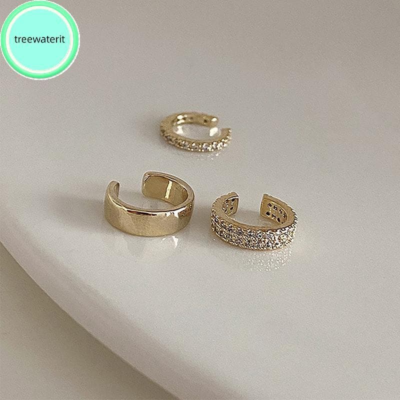 treewaterit 3 Pçs/set Moda C Forma Zircon Ear Cuff Sem Piercing Clipe De Orelha Para Mulheres Temperamento Minimalista B