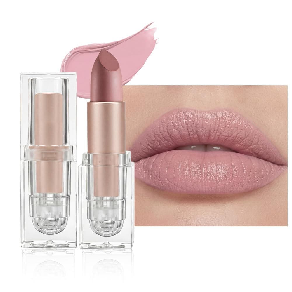 Batom hidratante nude rosa, batom natural com vitamina E, cor de lábios suave e hidratante de alta pigmentação para mulh