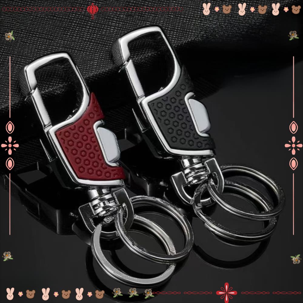 Chaveiro De Carro, Fecho Preto , Suporte De Aberto Com Um Clique , Anel Duplo Portátil À Prova De Perda
