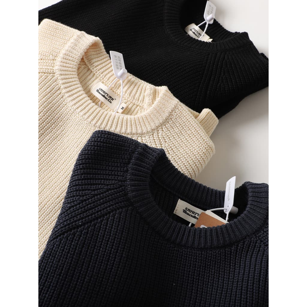 Ami cáqui Retro preguiçoso estilo pesado algodão em torno do pescoço pulôver camisola masculina japonês Casual camisola