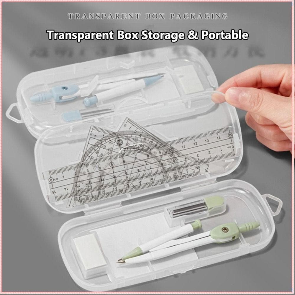 8 Pçs/Set Transferidor , Conjunto De Bússolas De Régua Transparente De Borracha , Ferramenta De Desenho De Plástic