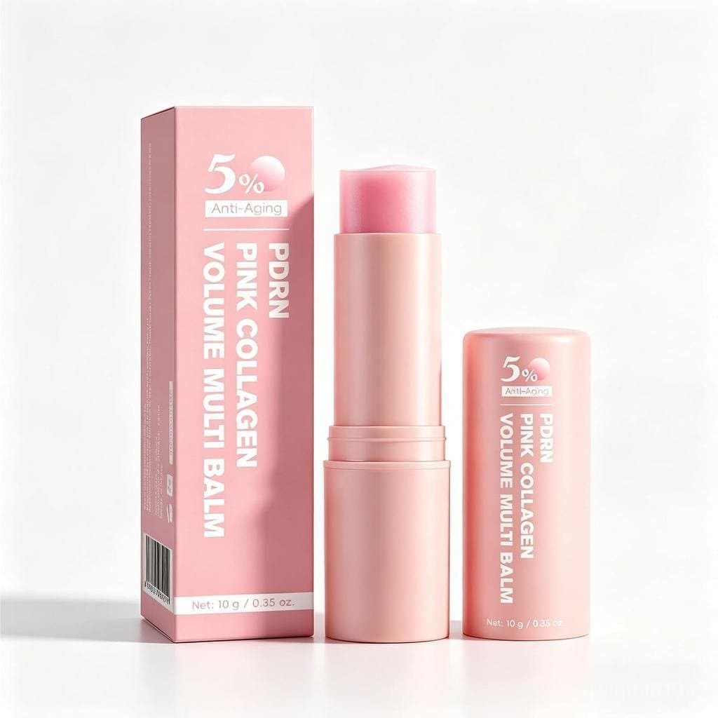 PDRNPinkCollagenVolumeMultiBalmStick - Bálsamo Multiuso Volumizador, Hidratante e Firmador para Rosto, Olhos, Lábios, Pe