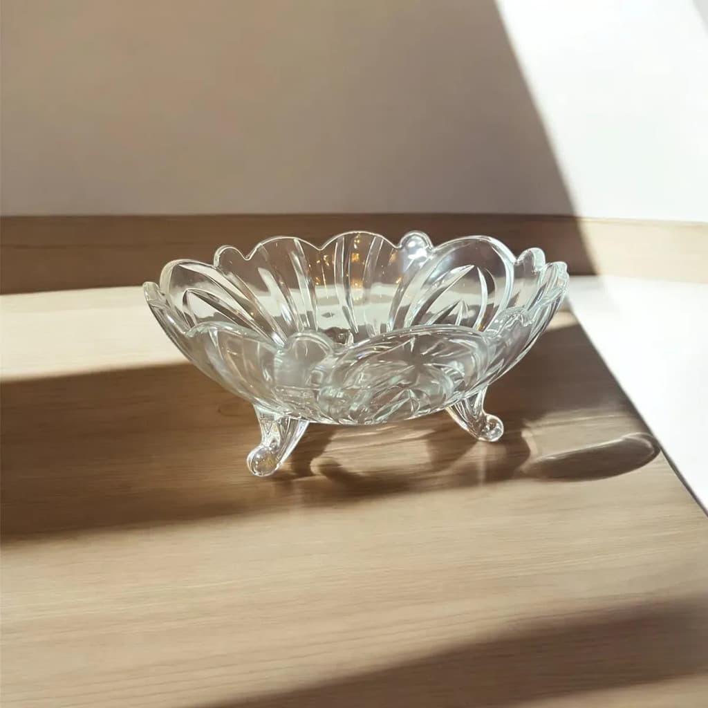 Fruteira De Vidro 1l - Centro De Mesa Decorativo C/ Pés