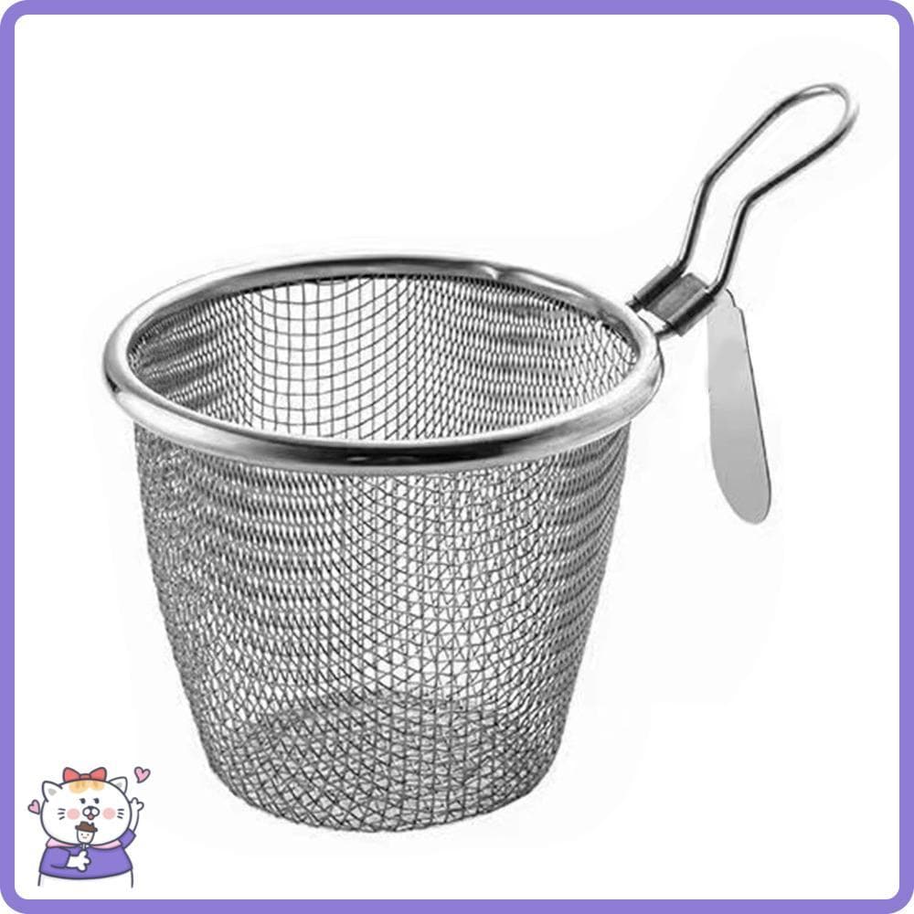 Cesta Para Fritadeira , Redonda De Aço Inoxidável 304 Fritar , Malha Fina Com Alça , Filtro De Alimentos Durável
