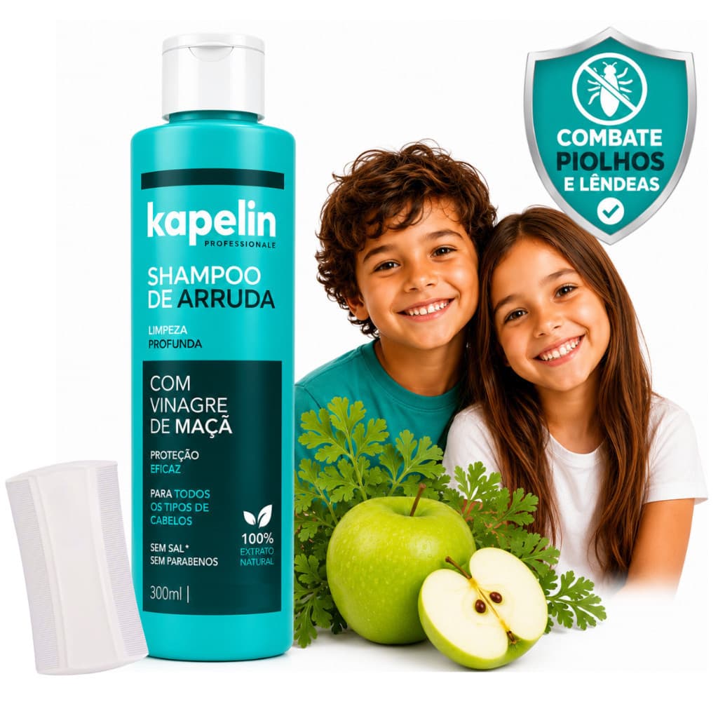 Shampoo De Arruda Mata Piolho E Lêndeas com Pente Fino