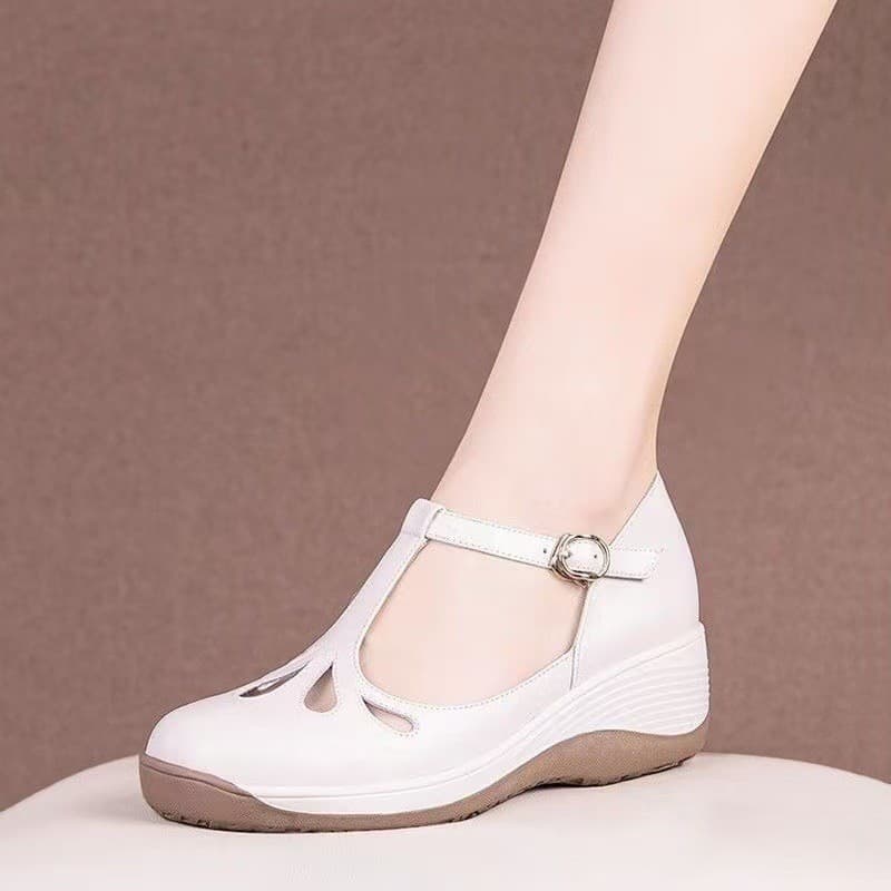 Sandálias autênticas da marca Bai Liang, com solas antiderrapantes, novo modelo em couro macio para mulheres, estilo cor