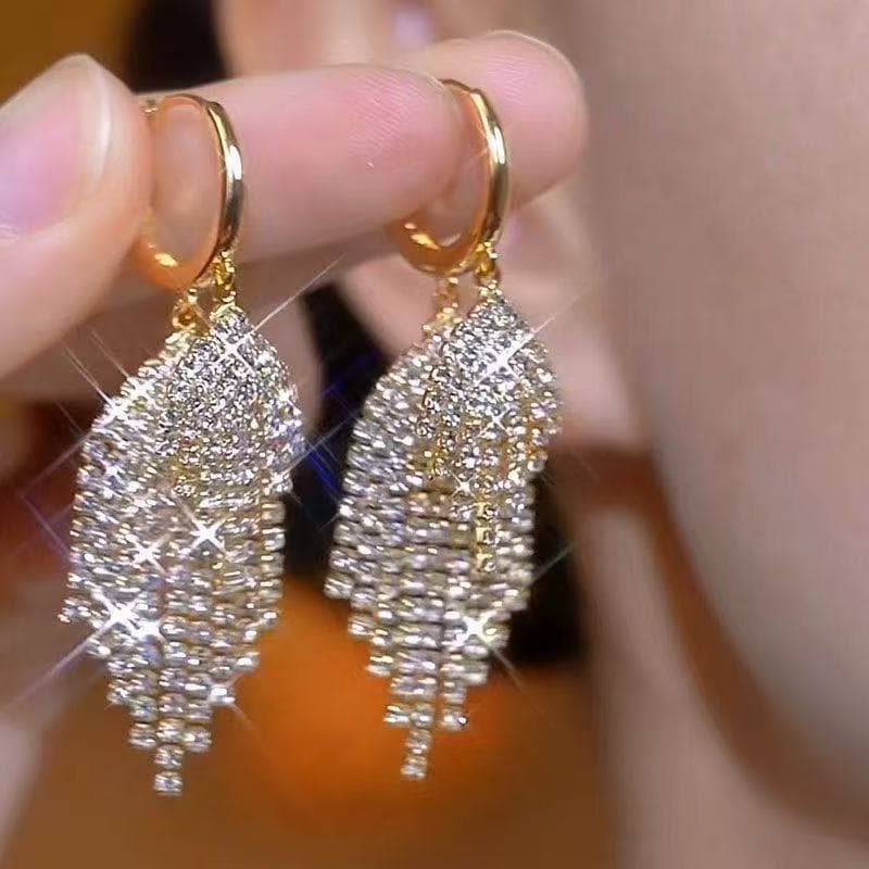 Brincos femininos, brincos longos para usar em festas, brincos de festa luxuosos, brincos com pedras, Bri U606.