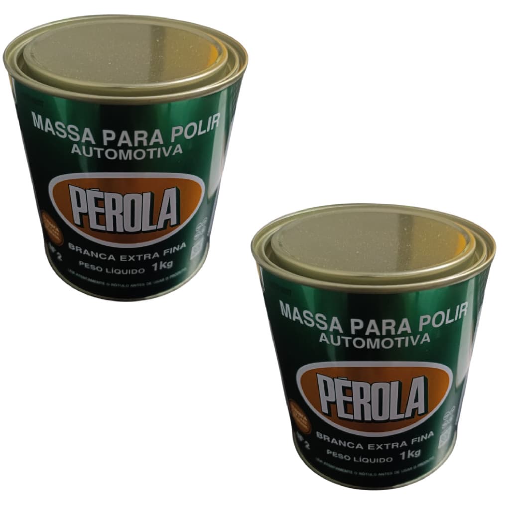 KIT 2 MASSA POLIR AUTOMOTIVA N2 PEROLA 1kg BRANCA EXTRA FINA