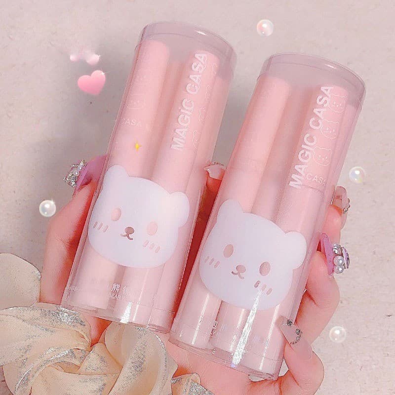 Kit De 6 Unidades Bubble Bear Lip Gloss Cosméticos Foscos À Prova D'água