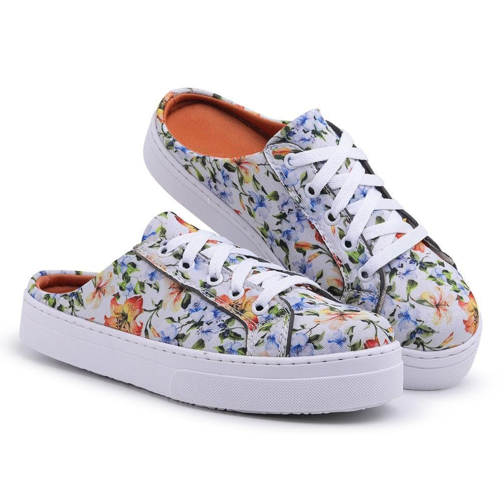 Tênis Mule Feminino Casual Verão Confortável Floral