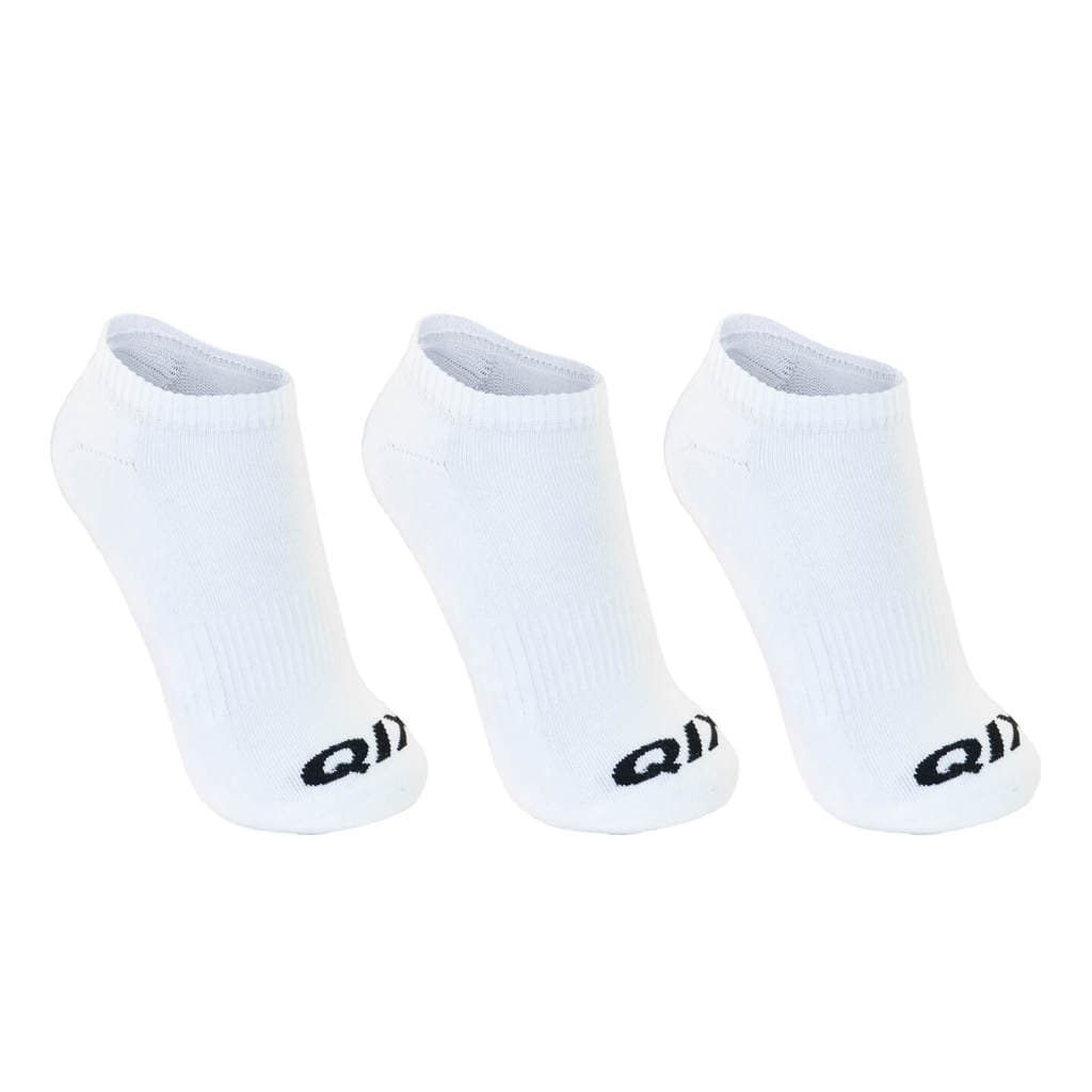 Kit com 3 Meias Cano Invisível QIX Internacional Original 100% Algodão Curta Branca Preta Cinza