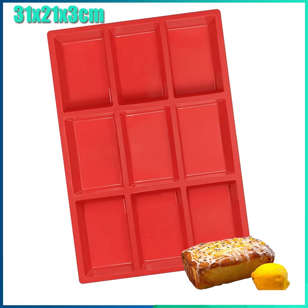 Mini Forma de Pão de Silicone 9 Cavidades Antiaderente Ideal para Mini Pão Brownie Pão de Milho Cheesecake e Chocolate