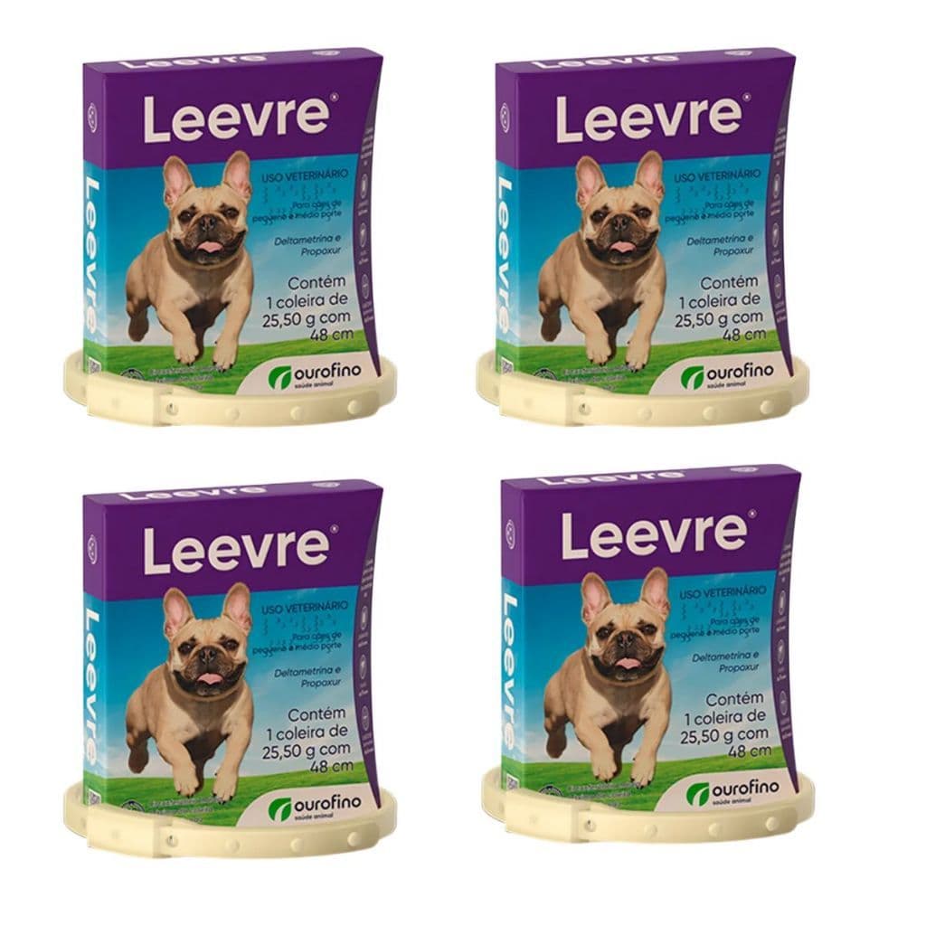 4x Coleira antipulgas leevre 48cm para cães proteção contra pulgas e carrapatos