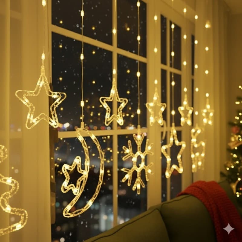 Cascata Led Pisca Pisca Cortina Luz Led Amarela Natal