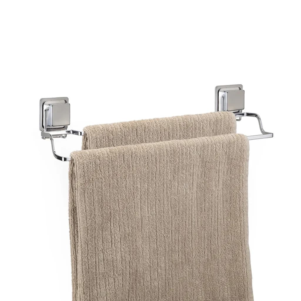 Porta Toalha de Banho Duplo Cromado com Ventosa Banheiro