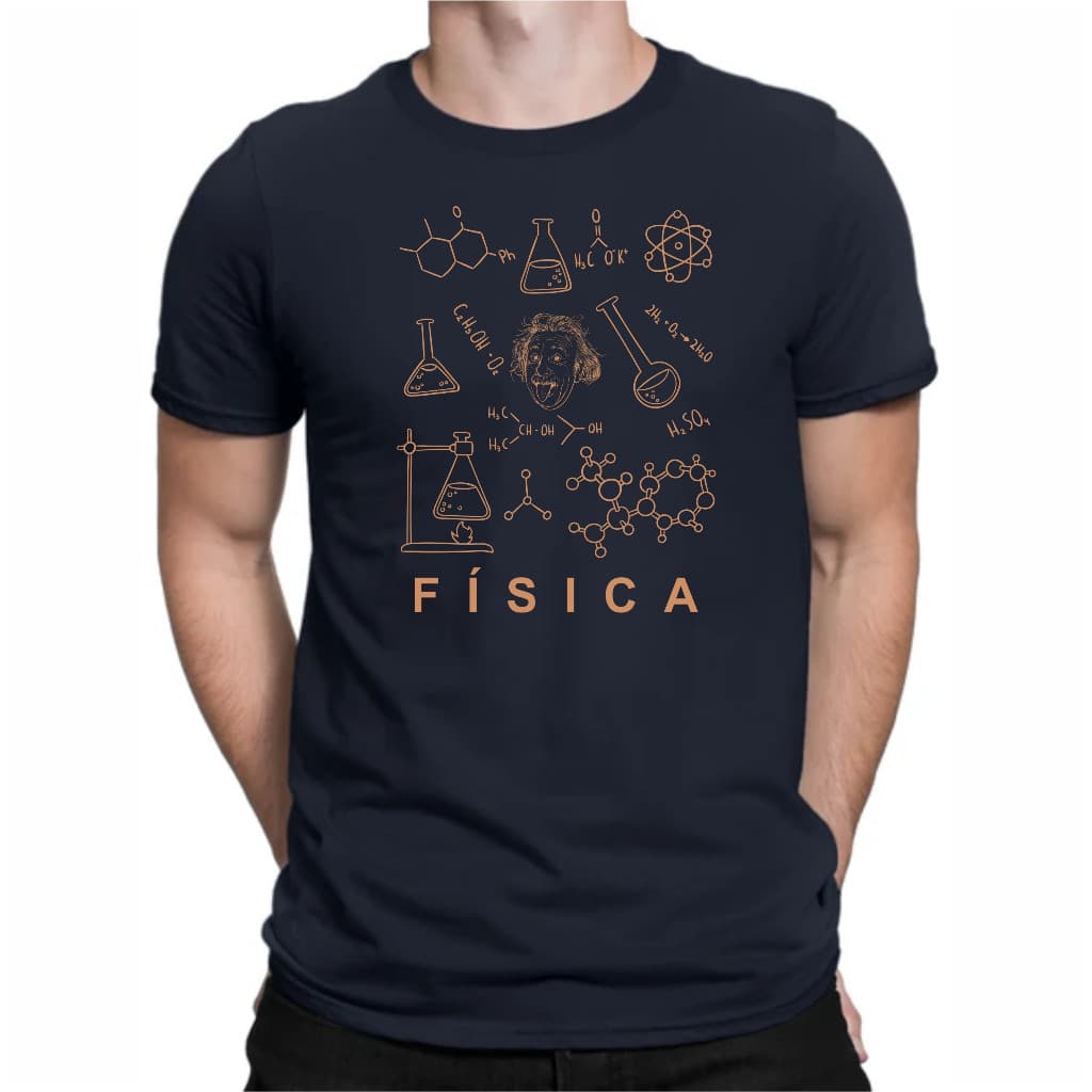 Camiseta Faculdade Curso de Física Camisa Masculina Estampas Exclusivas para Estudantes e Professores