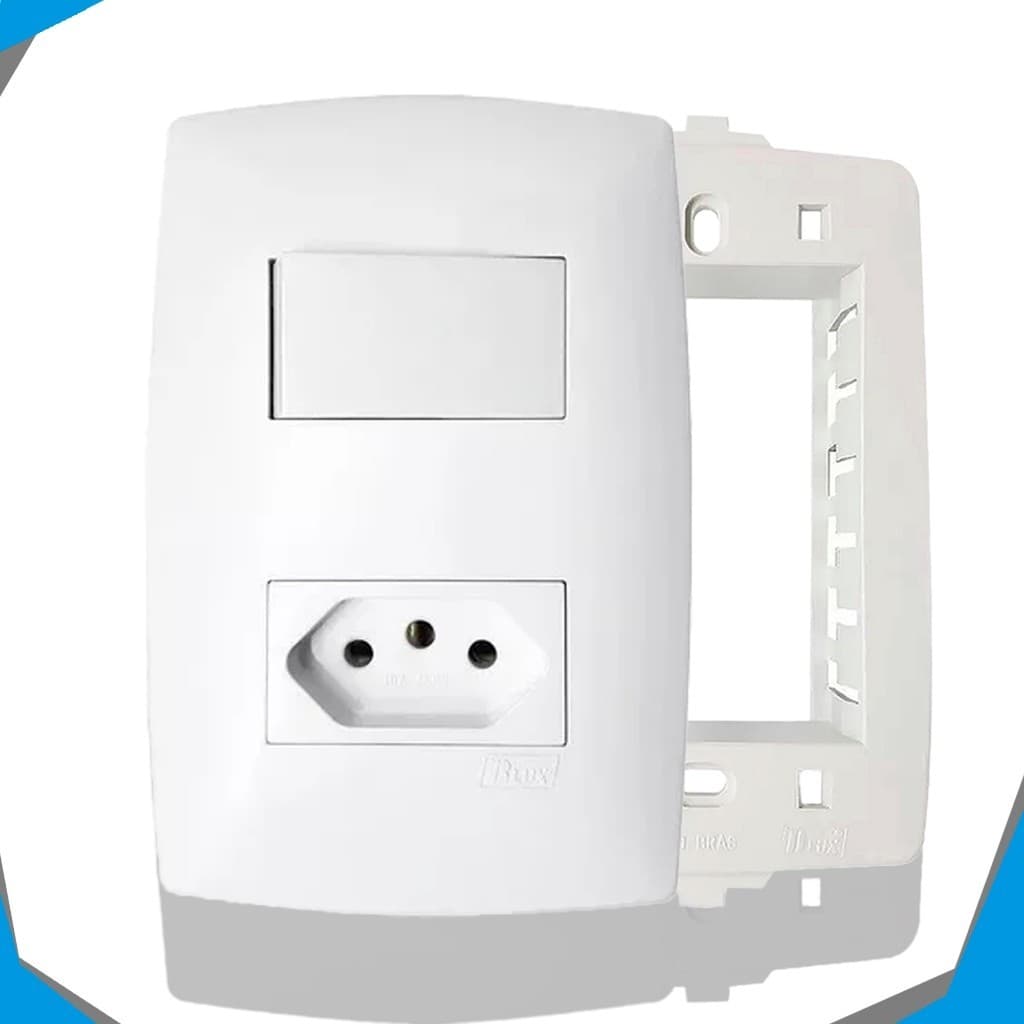 Conjunto Tomada 20A + Interruptor Simples - Blux Linha Home