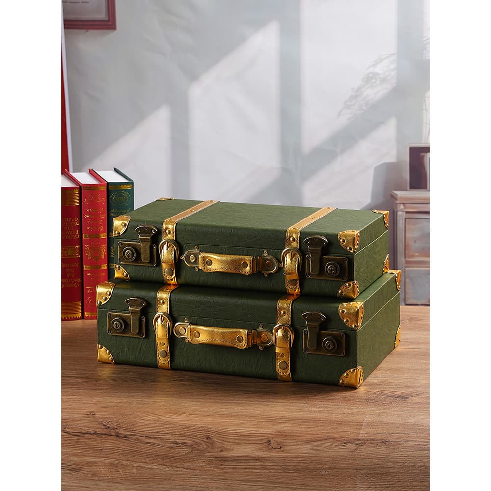 Verde Retro mala High-End antiquado bagagem fotografia adereços decoração caixa de armazenamento de roupas caixa de arma